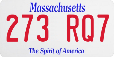 MA license plate 273RQ7