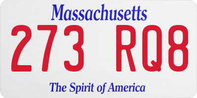 MA license plate 273RQ8