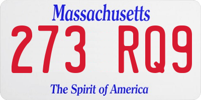 MA license plate 273RQ9