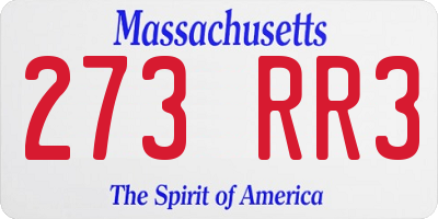 MA license plate 273RR3