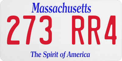 MA license plate 273RR4