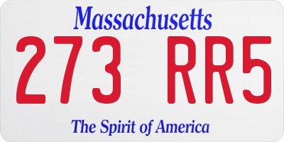 MA license plate 273RR5
