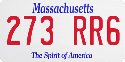 MA license plate 273RR6