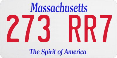 MA license plate 273RR7