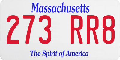 MA license plate 273RR8