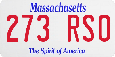 MA license plate 273RS0