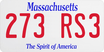MA license plate 273RS3