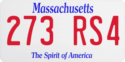MA license plate 273RS4