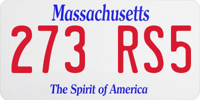 MA license plate 273RS5