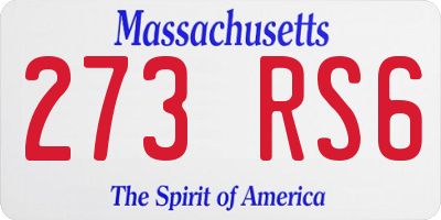MA license plate 273RS6