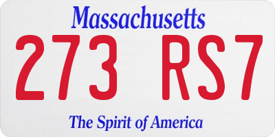 MA license plate 273RS7