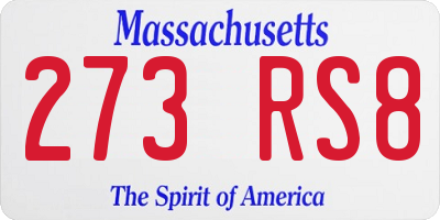 MA license plate 273RS8