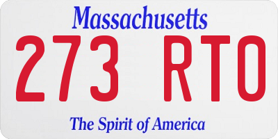 MA license plate 273RT0