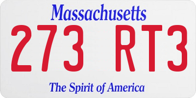 MA license plate 273RT3