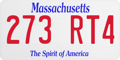 MA license plate 273RT4