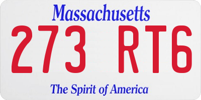 MA license plate 273RT6