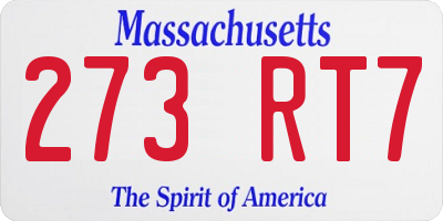 MA license plate 273RT7