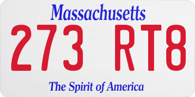 MA license plate 273RT8