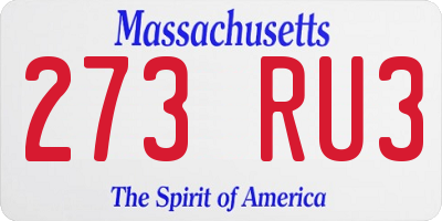 MA license plate 273RU3