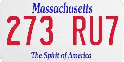 MA license plate 273RU7
