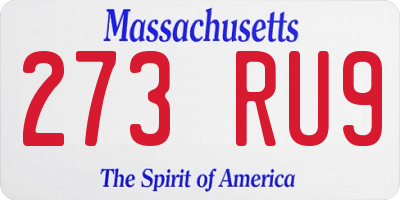 MA license plate 273RU9