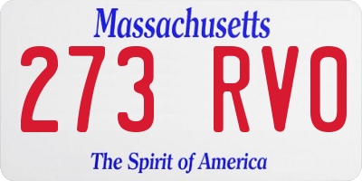 MA license plate 273RV0