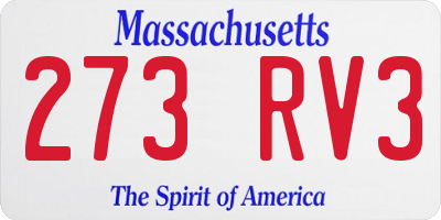 MA license plate 273RV3
