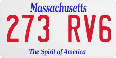 MA license plate 273RV6
