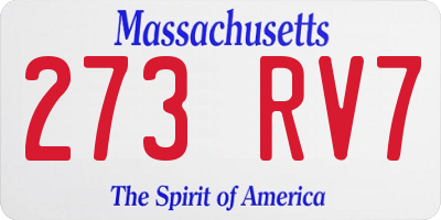MA license plate 273RV7