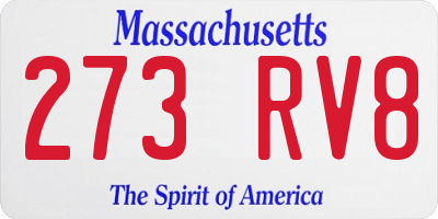 MA license plate 273RV8