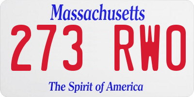 MA license plate 273RW0