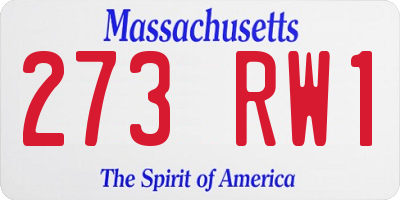 MA license plate 273RW1