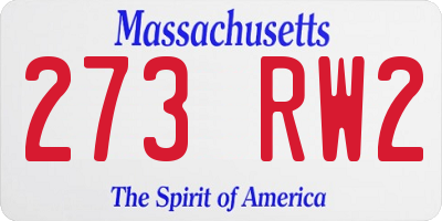 MA license plate 273RW2
