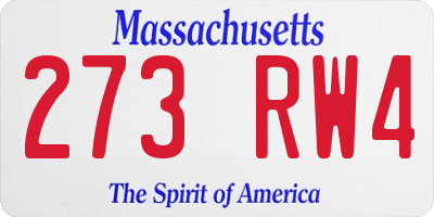 MA license plate 273RW4