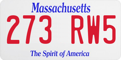 MA license plate 273RW5
