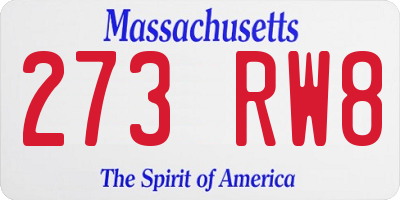 MA license plate 273RW8