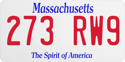 MA license plate 273RW9