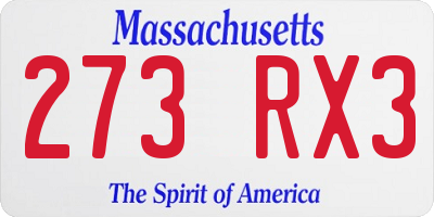MA license plate 273RX3