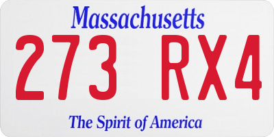 MA license plate 273RX4