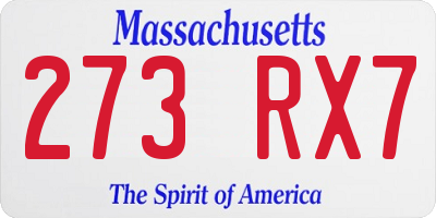 MA license plate 273RX7
