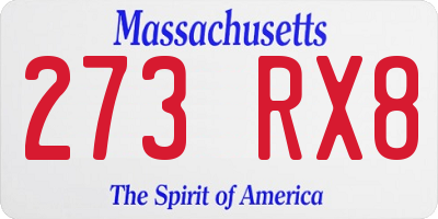 MA license plate 273RX8