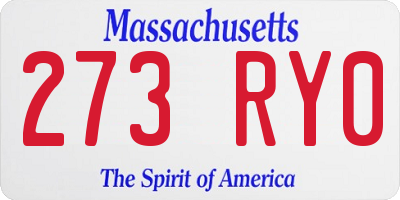 MA license plate 273RY0