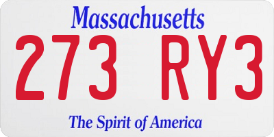 MA license plate 273RY3