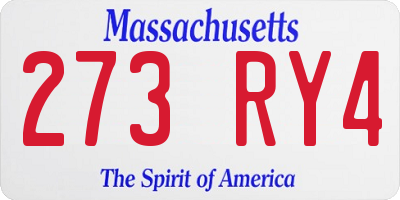 MA license plate 273RY4
