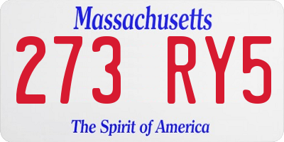 MA license plate 273RY5