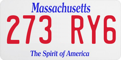 MA license plate 273RY6