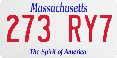 MA license plate 273RY7