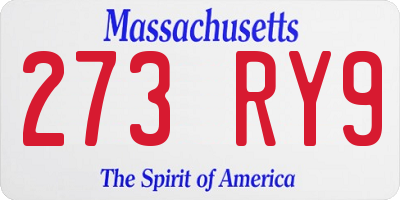 MA license plate 273RY9