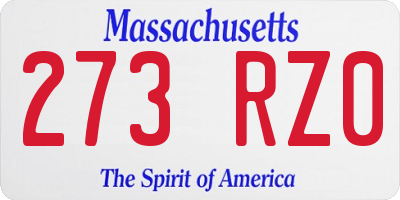 MA license plate 273RZ0