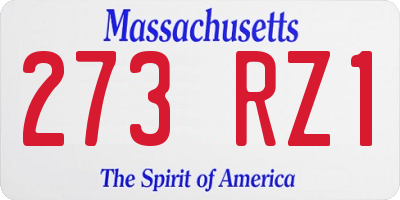 MA license plate 273RZ1